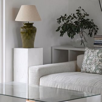 Duża lampa stołowa ceramiczna oliwkowa Dahlia